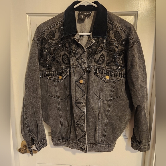 Carole Little Sport  Embellished Denim Jacket,size 6 - Picture 1 of 4